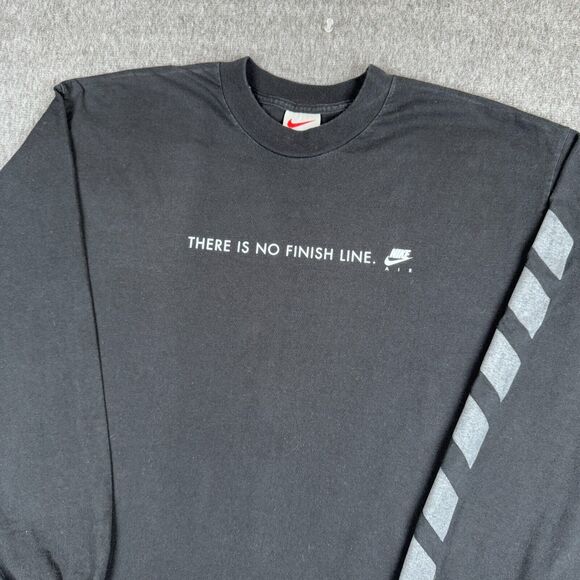Vintage Nike There Is No Finish Line T-Shirt Men's XL Black Long Sleeve‎ 90s - Picture 1 of 6